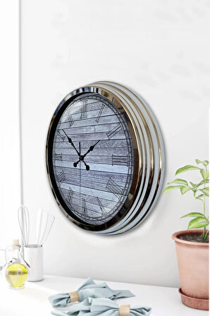 Hediyelik 40 Cm Krom Metal Eskitme Duvar Saati