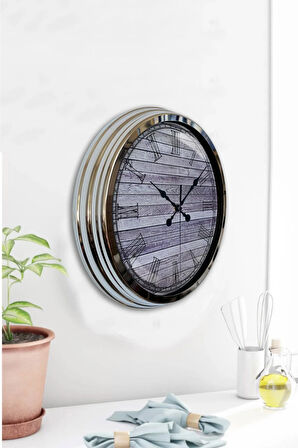 Hediyelik 40 Cm Krom Metal Eskitme Duvar Saati