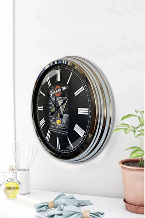 Hediyelik 40 Cm Krom Metal Cafe Duvar Saati