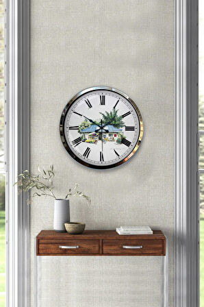 Hediyelik 40 Cm Krom Metal Home Duvar Saati