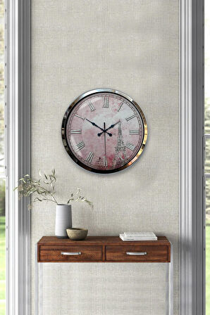 Hediyelik 40 Cm Krom Metal Paris Duvar Saati