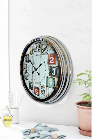 40 Cm Krom Metal Dekoratif Duvar Saati