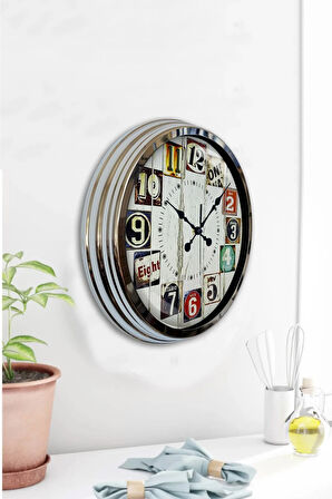 40 Cm Krom Metal Dekoratif Duvar Saati