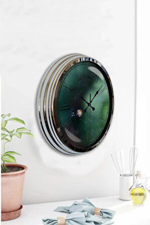 Hediyelik 40 Cm Krom Metal Romantizm Duvar Saati