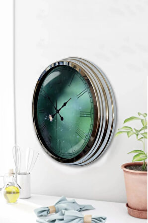 Hediyelik 40 Cm Krom Metal Romantizm Duvar Saati