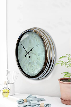 Hediyelik 40 Cm Krom Metal Kitchen Duvar Saati