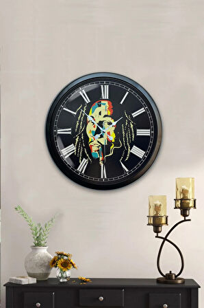 40 Cm Siyah Metal Bom Marley Duvar Saati