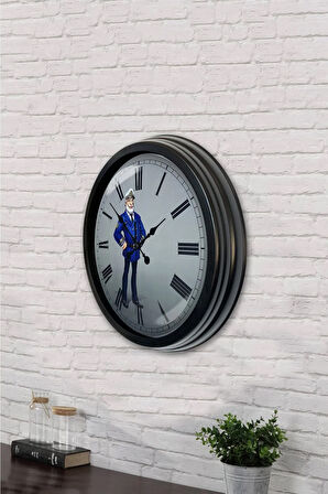 40 Cm Siyah Metal Ibadet Duvar Saati