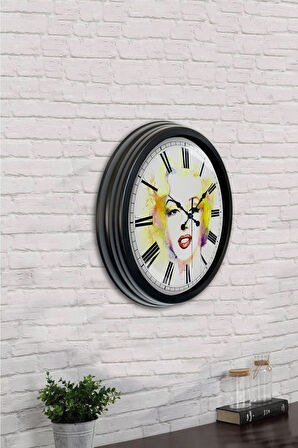 Hediyelik 40 Cm Siyah Metal Kadın Duvar Saati