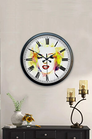 Hediyelik 40 Cm Siyah Metal Kadın Duvar Saati