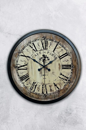 Hediyelik 40 Cm Siyah Metal Cafe De Paris Duvar Saati