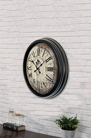 Hediyelik 40 Cm Siyah Metal Cafe De Paris Duvar Saati