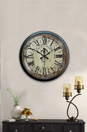 Hediyelik 40 Cm Siyah Metal Cafe De Paris Duvar Saati