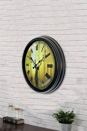 40 Cm Siyah Metal Inek Duvar Saati