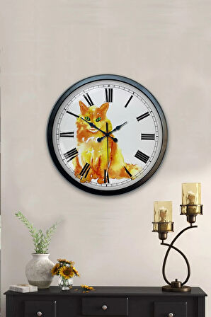 40 Cm Siyah Metal Horoz Duvar Saati