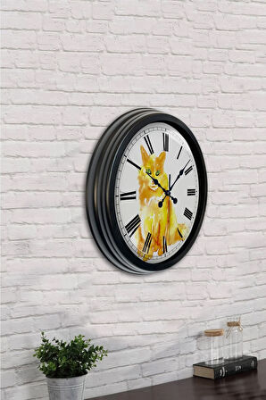 40 Cm Siyah Metal Horoz Duvar Saati