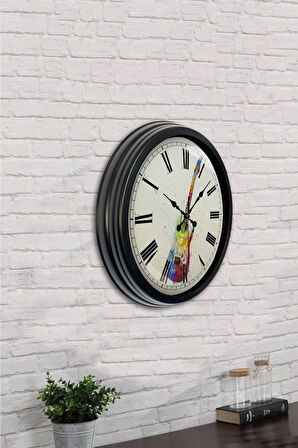 40 Cm Siyah Metal Iron Duvar Saati