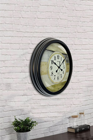 40 Cm Siyah Metal Tiryaki Duvar Saati