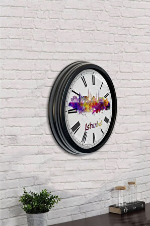 40 Cm Siyah Metal Klasik Araba Duvar Saati