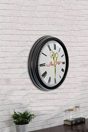 40 Cm Siyah Metal Kırmızı-siyah Duvar Saati