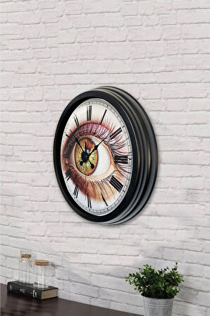 40 Cm Siyah Metal Eskitme Duvar Saati