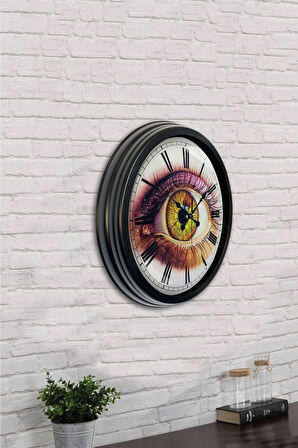 40 Cm Siyah Metal Eskitme Duvar Saati