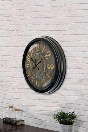 Hediyelik 40 Cm Siyah Metal Dekoratif Duvar Saati