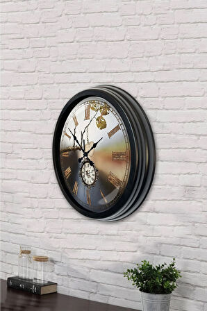 40 Cm Siyah Metal Kayıp Duvar Saati
