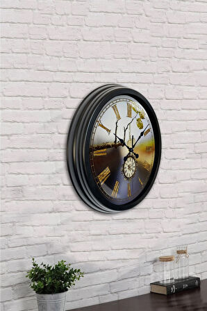 40 Cm Siyah Metal Kayıp Duvar Saati