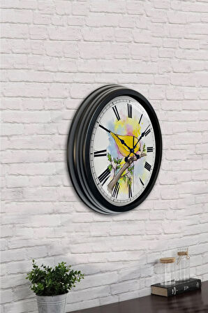 Hediyelik 40 Cm Siyah Metal Bird Duvar Saati