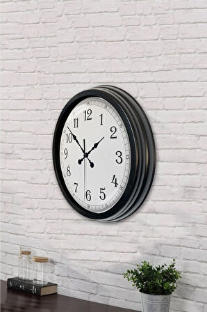 40 Cm Siyah Metal Kaplan Duvar Saati