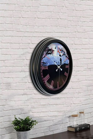 40 cm Siyah Metal Vahşi Doğa Duvar Saati
