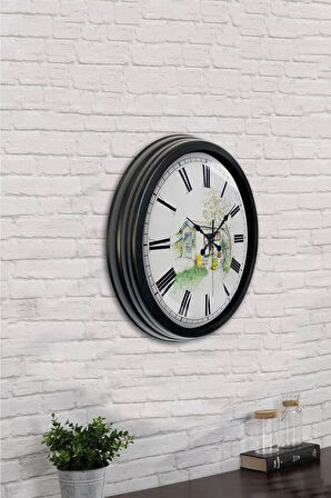 40 Cm Siyah Metal Geyik Duvar Saati
