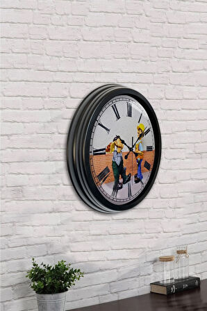 40 Cm Siyah Metal Kitchen Duvar Saati