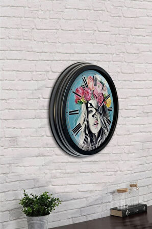 40 Cm Siyah Metal Eskitme Duvar Saati