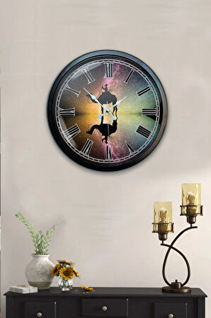 Hediyelik 40 Cm Siyah Metal Eskitme Duvar Saati