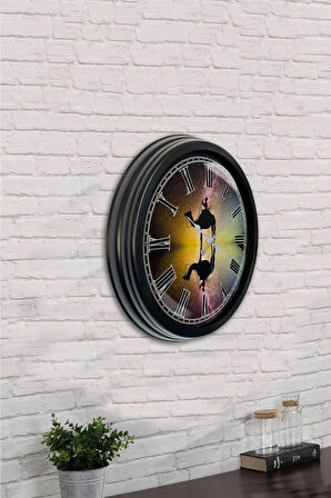 Hediyelik 40 Cm Siyah Metal Eskitme Duvar Saati