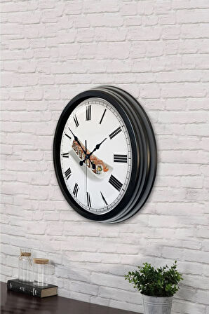 40 Cm Siyah Metal Yarışçı Duvar Saati