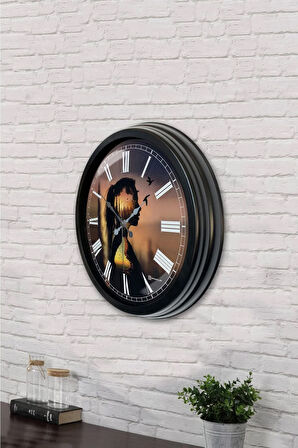 Hediyelik 40 Cm Siyah Metal Doğa Duvar Saati