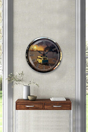 Hediyelik Dekoratif 40 Cm Krom Metal Deniz Kenarı Duvar Saati