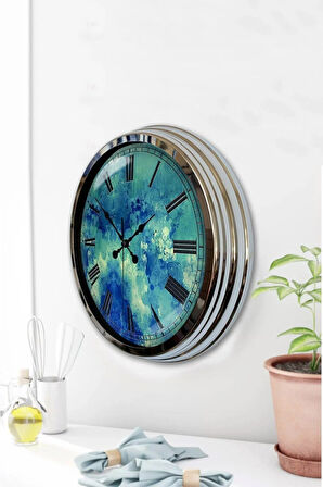 Hediyelik Dekoratif 40 Cm Krom Metal Dekoratif Duvar Saati