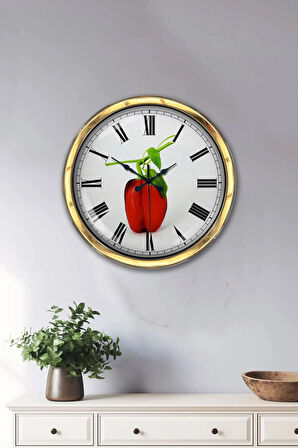 Hediye 40 Cm Gold Metal Kitchen Duvar Saati Clock