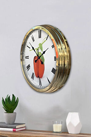 Hediye 40 Cm Gold Metal Kitchen Duvar Saati Clock