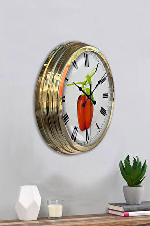 Hediye 40 Cm Gold Metal Kitchen Duvar Saati Clock