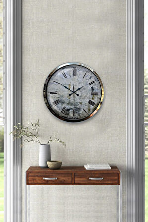 Hediyelik Dekoratif 40 Cm Krom Metal Decorative Duvar Saati