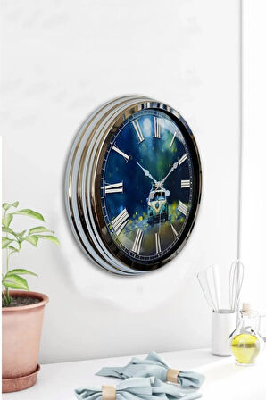 Hediyelik Dekoratif 40 Cm Krom Metal Dekoratif Duvar Saati
