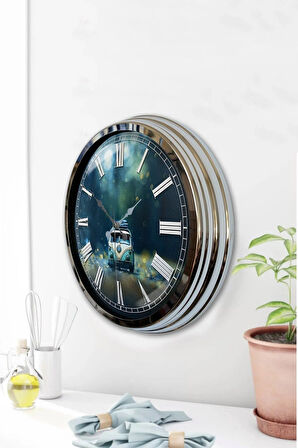 Hediyelik Dekoratif 40 Cm Krom Metal Dekoratif Duvar Saati