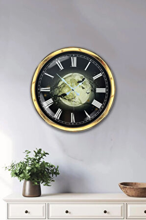 Hediyelik 40 Cm Gold Metal Gece Duvar Saati