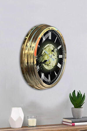Hediyelik 40 Cm Gold Metal Gece Duvar Saati