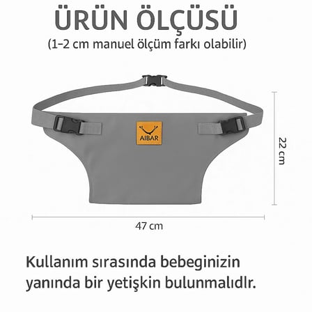 AİBAR Taşınabilir Güvenli Mama Sandalyesi - Aibar Marka, Gri Renk